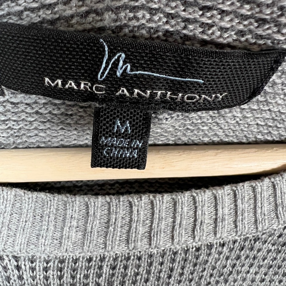 Marc Anthony Mens Cotton Cashmere Crew Neck‎ Sweater Gray Ombre Knit Size Medium - Picture 3 of 6